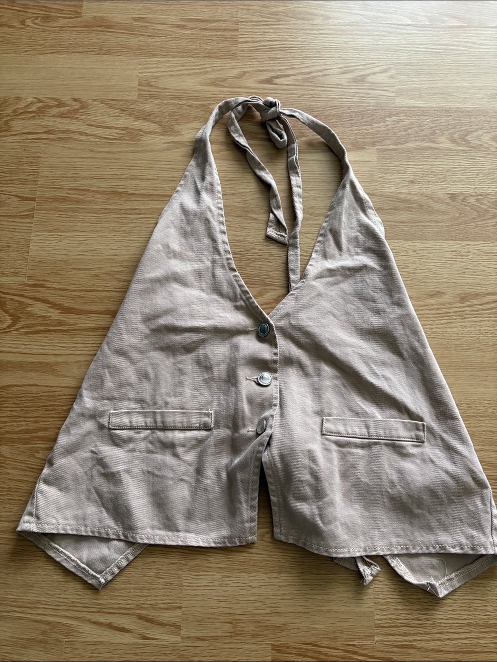 Beige Halter Vest denim top - Women